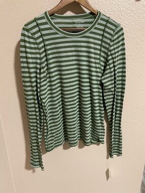 Pilcro Green Striped Long Sleeve Tee NEW